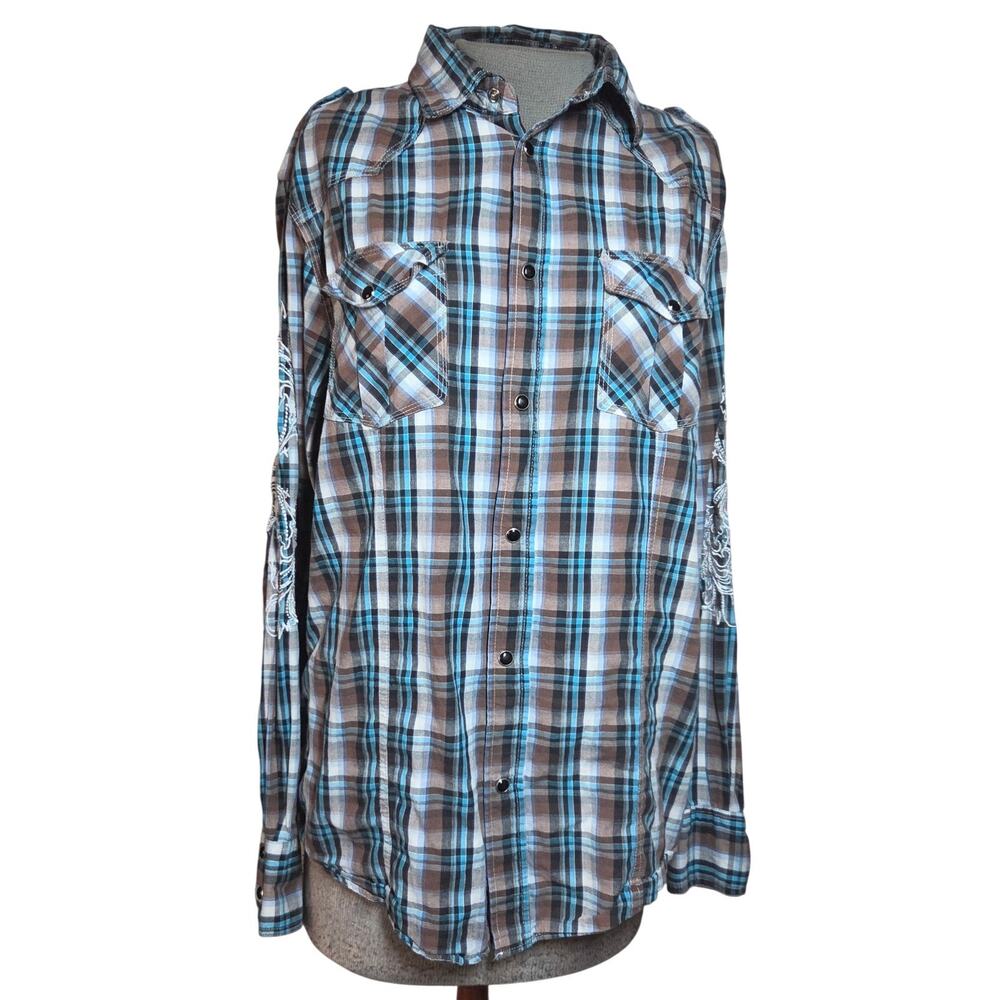 Plaid Snap Up Western Shirt Size Medium